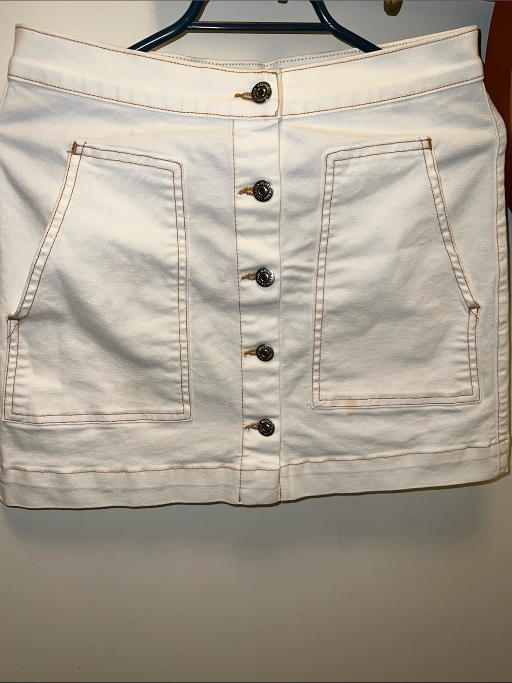 Veronica Beard White Mini Button-Front Skirt
